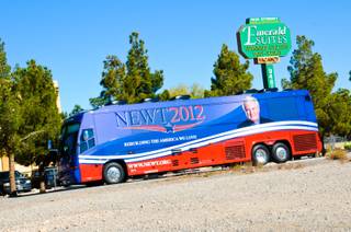 Presidential hopeful Newt Gingrich spoke today in front of supporters at Stoney's Rockin' Country, Fri Feb. 3, 2012.
